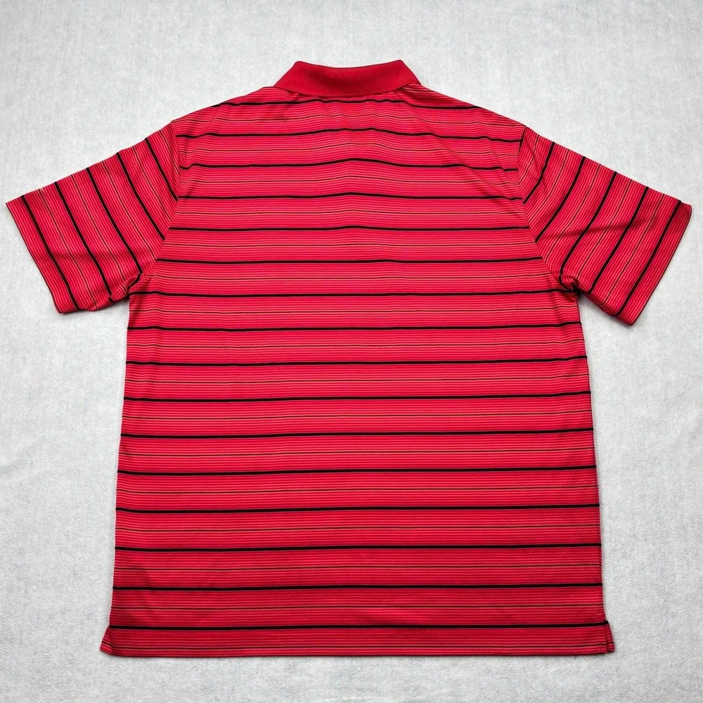 Nike Ultra Stripe 20 Polo Mens XL Red Black Tour Performance Dri Fit Golf Shirt